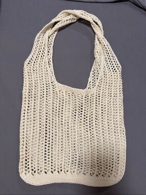 Handwoven Cream Crochet Tote Bag